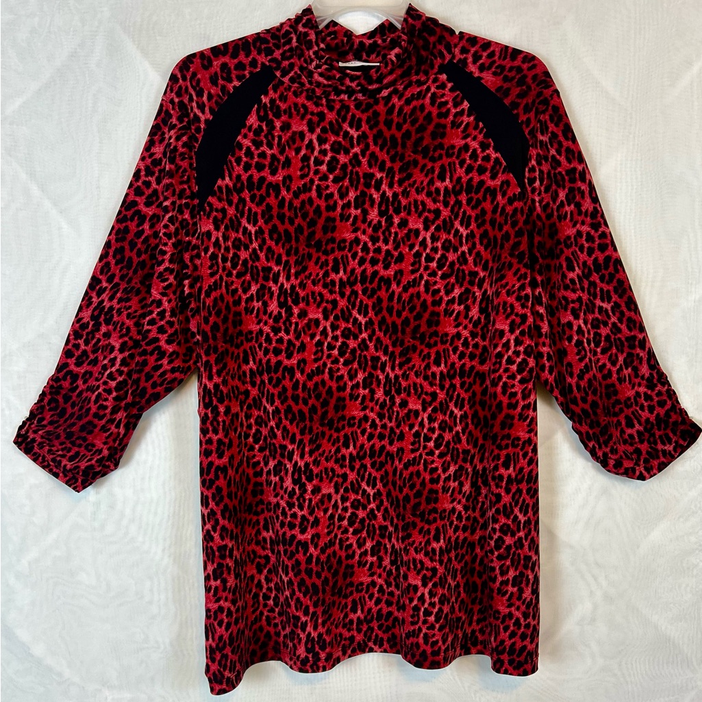 Qvc Susan Graver Women’s Red And Black Animal Print Tunic Top 3xl